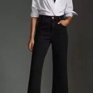 Anthropologie The Skipper High-Rise Crop Wide-Leg Jeans by Pilcro Size 27 Black